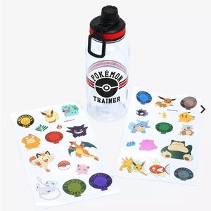 Silver Buffalo Pokemon Trainer Plastic Water Bottle with Stickers 32 Oz New